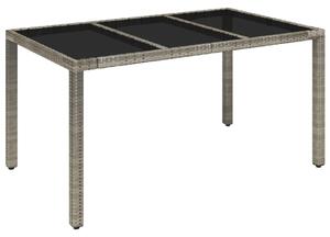 VidaXL Vrtni stol sa staklenom pločom sivi 150x90x75 cm od poliratana