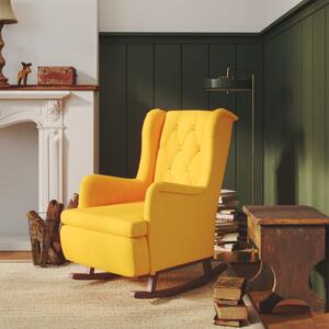 VidaXL Fotelja s nogama za ljuljanje od kaučukovca žuta baršunasta