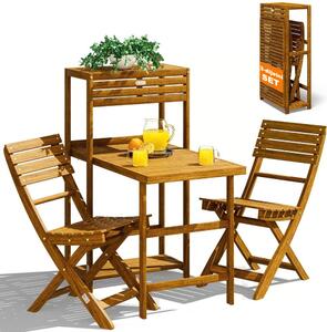 Balkonski set PATIO, 3-dijelni, prirodno drvo Casaria