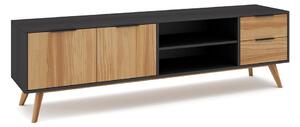 Crni/natur TV stol od borovine 180x53 cm Lavis - Marckeric