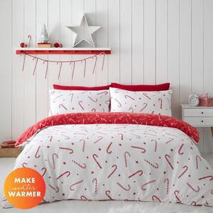 Crvena/bijela posteljina za krevet za jednu osobu 135x200 cm Candy Cane – Catherine Lansfield