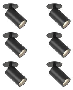 Set od 6 modernih ugradbenih reflektora crni GU10 50mm IP44 - Chels