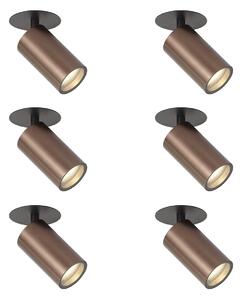 Set od 6 modernih ugradbenih reflektora tamna bronca GU10 50mm IP44 - Chels