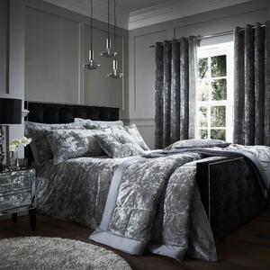 Siva posteljina za bračni krevet od samta 200x200 cm Crushed – Catherine Lansfield