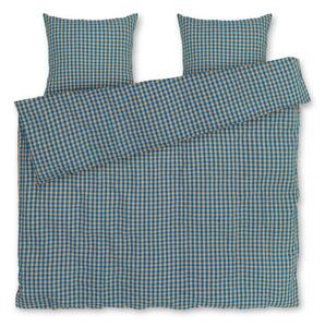 Oker žuto-plava posteljina za bračni krevet-za produženi krevet od krepa 200x220 cm Bæk&Bølge – JUNA
