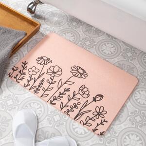 Svijetloružičasta kupaonska prostirka 39x60 cm Floral Lines - Artsy Doormats