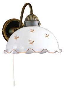 Austrolux KOLARZ Nonna zidna lampa Ø 20 cm, cvijet zlatne boje s valovitim rubom, Bijela, Dnevni boravak/blagovaonica, Staklo