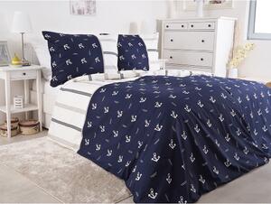 Tamno plava posteljina za krevet za jednu osobu od krepa 140x200 cm Exclusive – B.E.S