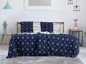Tamno plava posteljina za krevet za jednu osobu od krepa 140x200 cm Exclusive – B.E.S