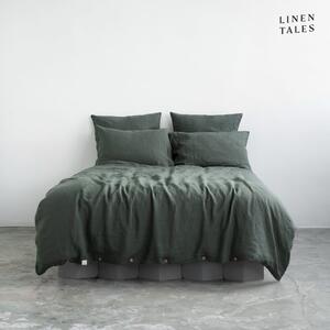 Tamno zelena platnena posteljina za jedan krevet 140x200 cm - Linen Tales