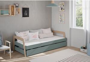 Zeleni/u prirodnoj boji dječji krevet od masivnog bora s dodatnim ležajem s prostorom za pohranu 90x200 cm Carrie – Marckeric