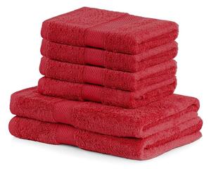 Set od 2 crvena velika ručnika i 4 mala ručnika DecoKing Bamby Red