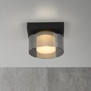 Paul Neuhaus LED stropna svjetiljka Rika, Ø 15 cm, staklo, prigušivanje, prigušiva, Crno, Dnevni boravak/blagovaonica, Staklo
