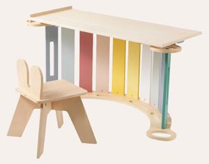 Drvena Montessori ljuljačka 100 cm 6u1 Max sa daskom i stolicom - set pastel