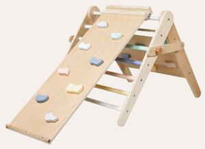 Rastući montessori Piklerov trokut 59 cm 3u1 s activity board pločom 2u1 - pastel