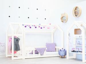 Krevet kućica s ogradicom i odabirom visine nogica premium bijeli dimenzija ležaja: 70 x 160 cm, ladica, nožice: s nožicama, bez ladice