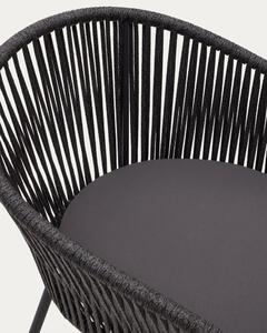 Crna vrtna stolica sa čeličnom konstrukcijom Kave Home Yanet