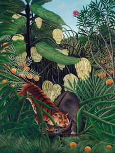 Reprodukcija umjetnosti The Tiger & The Buffalo - Henri Rousseau, (30 x 40 cm)