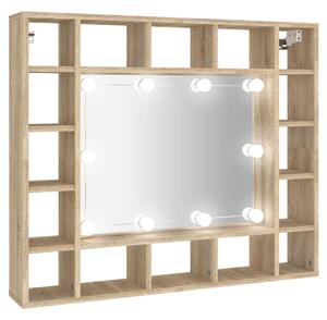 VidaXL Ormarić s ogledalom LED boja hrasta sonome 91 x 15 x 76,5 cm