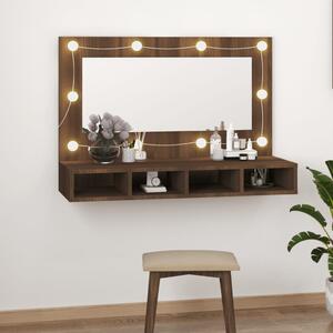 VidaXL Ormarić s ogledalom LED boja smeđeg hrasta 90x31,5x62 cm