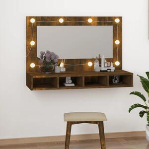 VidaXL Ormarić s ogledalom LED boja dimljenog hrasta 90 x 31,5 x 62 cm