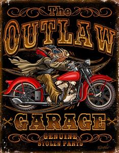 Metalni znak Outlaw Garage Bikes