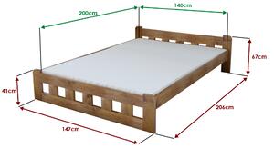 Krevet Naomi povišen 140 x 200 cm, hrast Podnica: Sa podnicom od letvi, Madrac: Bez madraca