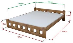 Krevet Naomi povišen 180 x 200 cm, hrast Podnica: Sa podnicom od letvi, Madrac: Bez madraca