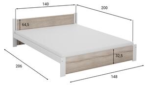 Krevet IKAROS 140 x 200 cm, bijela/hrast sonoma Podnica: Sa lameliranom podnicom, Madrac: Bez madraca