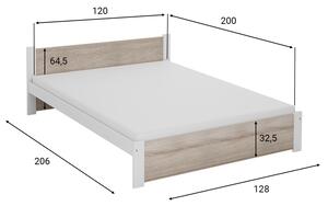 Krevet IKAROS 120 x 200 cm, bijela/hrast sonoma Podnica: Bez podnice, Madrac: Bez madraca
