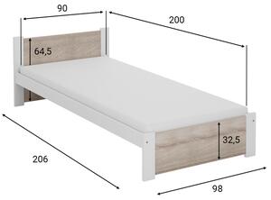 Krevet IKAROS 90 x 200 cm, bijela/hrast sonoma Podnica: Sa lameliranom podnicom, Madrac: Bez madraca