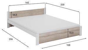 Krevet IKAROS 160 x 200 cm, bijela/hrast sonoma Podnica: Sa podnicom od letvi, Madrac: Bez madraca
