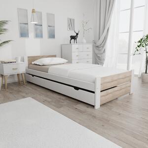 Krevet IKAROS DOUBLE 90 x 200 cm, bijela/hrast sonoma Podnica: Sa lameliranom podnicom, Madrac: Madrac Deluxe 10 cm