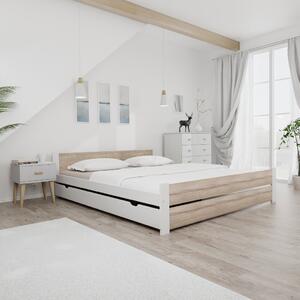 Krevet IKAROS DOUBLE 180 x 200 cm, bijela/hrast sonoma Podnica: Sa lameliranom podnicom, Madrac: Madrac Coco Maxi 19 cm