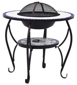 VidaXL Mozaični stolić s posudom za vatru plavo-bijeli 68 cm keramički