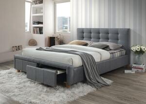 Sivi bračni krevet ASCOT 160 x 200 cm