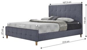 Bračni krevet BALDER 160 x 200 cm sivi