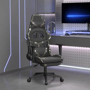 Masažna Gaming stolica s osloncem crno-maskirna od umjetne kože - Crna i maskirna Sa naslonom za noge