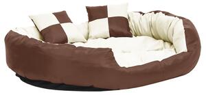 VidaXL Dvostrani perivi jastuk za pse smeđi i krem 110 x 80 x 23 cm