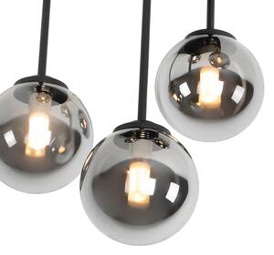 Moderna stropna svjetiljka crna 5-svjetla s dimnim staklom - Atena