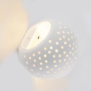 Vintage sferna zidna svjetiljka bijela žbuka - Blur