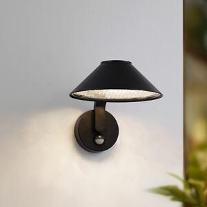 Lindby LED zidna lampa Capelo, crna, metalna, senzorska, Ø20cm, Crno, Aluminij