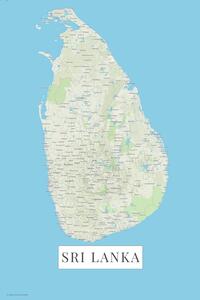 Karta Sri Lanka color, (26.7 x 40 cm)
