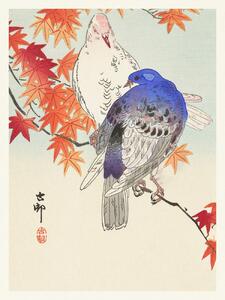 Reprodukcija umjetnosti Two Pigeons (Japandi Vintage) - Ohara Koson, (30 x 40 cm)