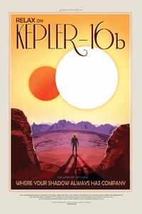 Ilustracija Kepler16b (Planet & Moon Poster) - Space Series (NASA), (26.7 x 40 cm)