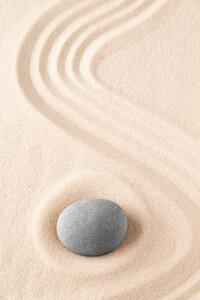 Ilustracija Zen garden meditation stone. Round rock, kikkerdirk