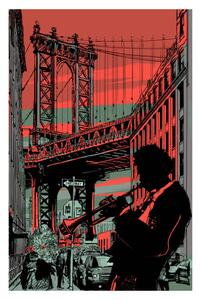 Ilustracija jazz trumpet player in brooklyn, isaxar