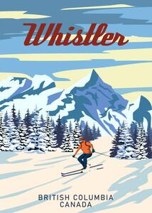 Ilustracija Whistler Travel Ski resort poster vintage., VectorUp, (30 x 40 cm)