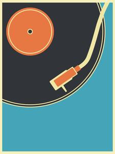 Ilustracija Retro Music Vintage Turntable Poster in, Youst