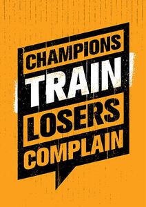 Ilustracija Champions Train Losers Complain Speech Bubble, subtropica, (26.7 x 40 cm)